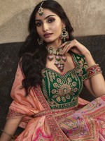 Peach Banarshi Silk Lehenga